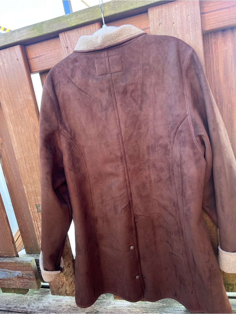 Outback Trading Company Brown Faux Suede Shearling-Trim Jacket - Picture 5 of 7